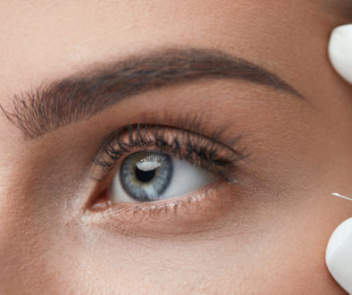 Closeup oF Beautiful Woman Face Getting Skin Lift Injection